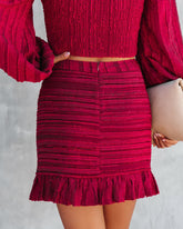 Scarlett Textured Ruffle Mini Skirt - Burgundy Oshnow